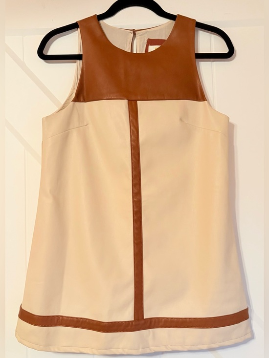 Anthropologie Dresses & Skirts - Maeve Anthro Faux Leather Colorblock Shift Dress Mod 60s XS